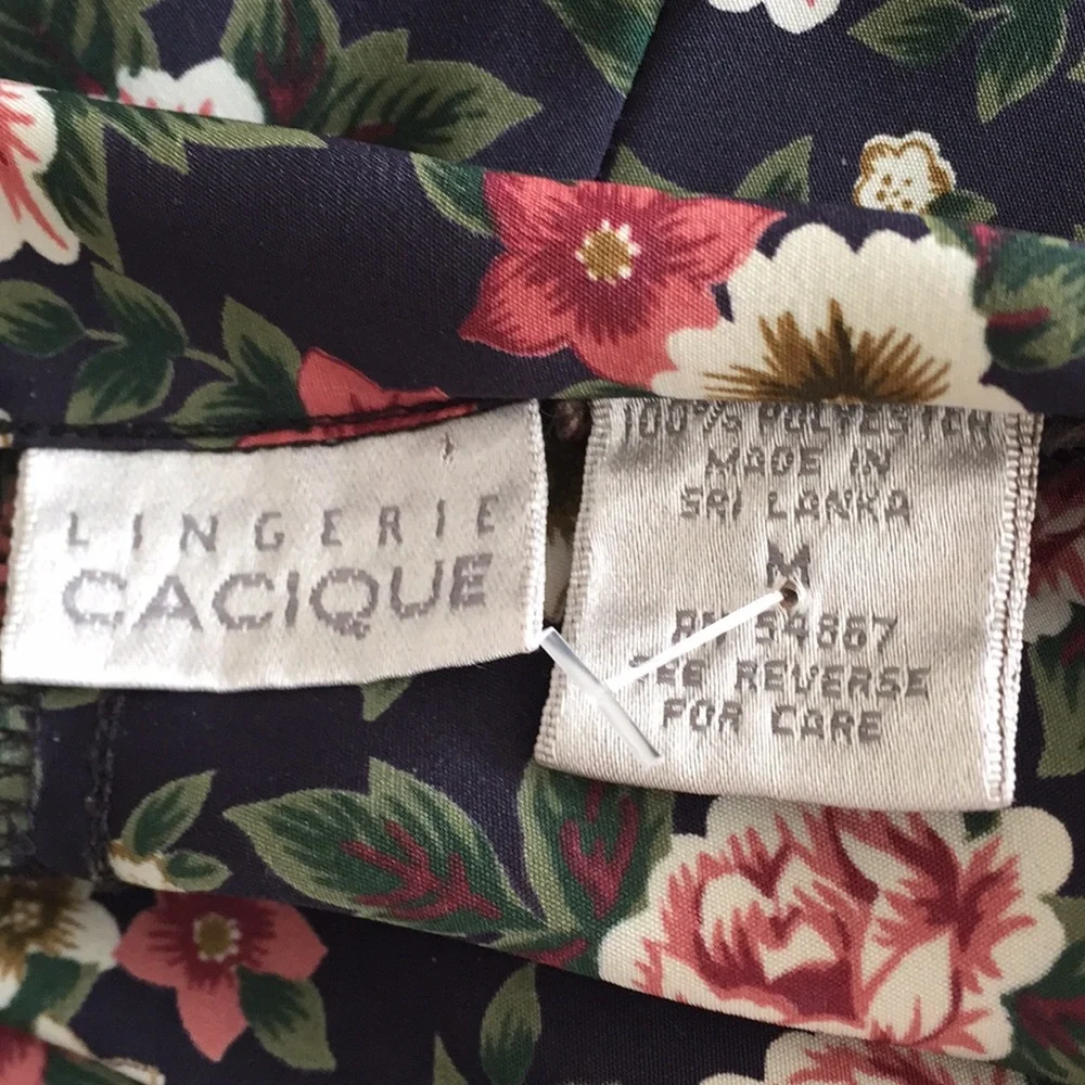 Cacique Floral Slip Dress Jumper Black Rose Print Y2K Lingerie Style Size M
